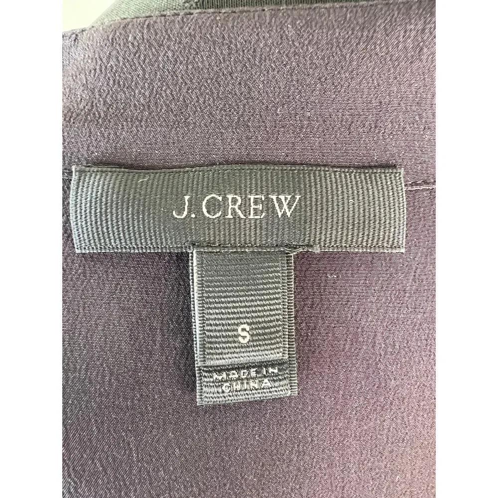 J. Crew Purple 3/4 Sleeve Mandarin Collar Side Split Hem Silk Blouse Size S